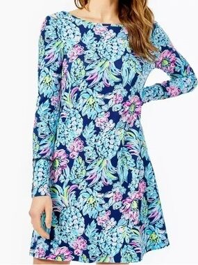 Lilly Pulitzer- Kaisley Dual-Neck, High Tide Navy, Pineapple Paradise sz XXS